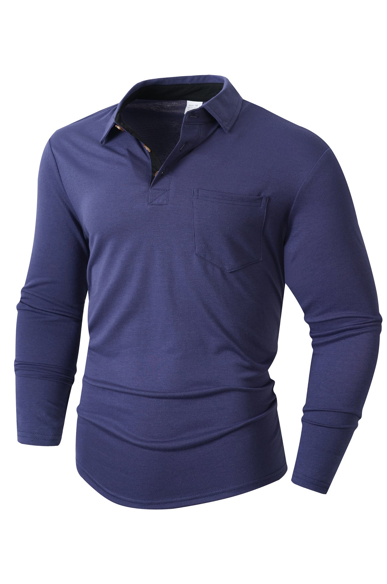 Street-wave Men's Elegant Long Sleeve Polo Shirt With Modern Collar And Stretch Comfort