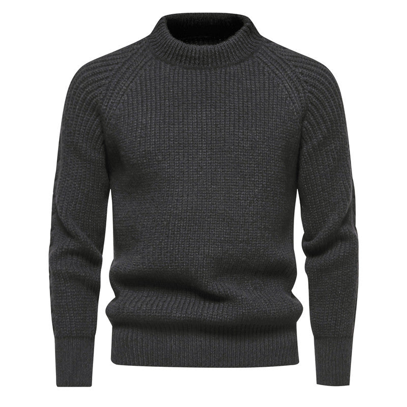 Mens Chunky Knit Pullover With High Collar Street-wave Timeless Design And Warmth For Him