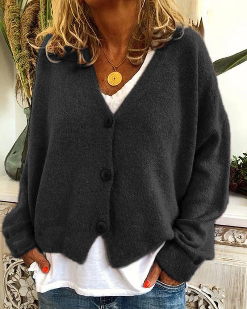 Womens Knit Cardigan Open Front With Button Closure Street-Wave Cozy Casual Everyday Essential