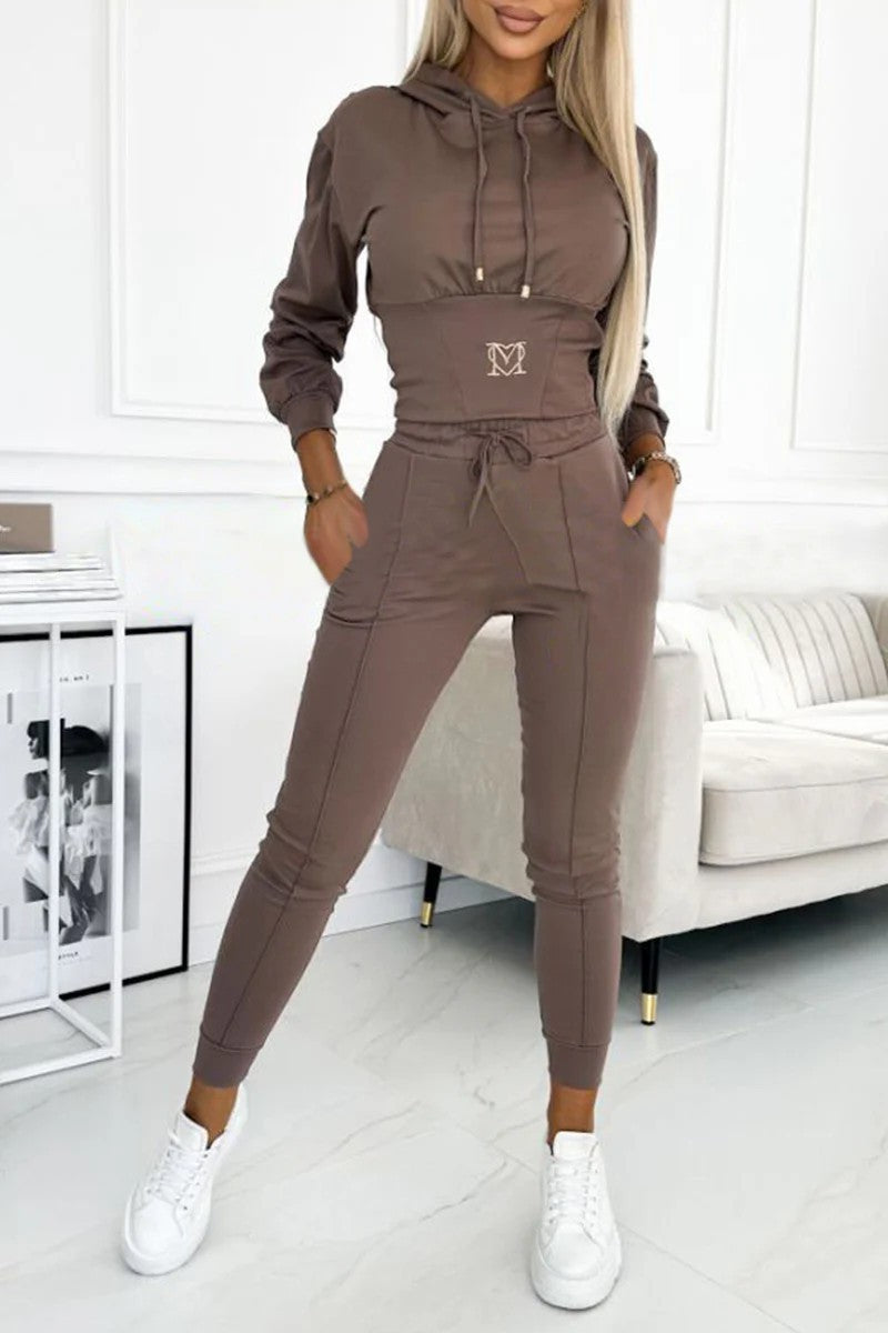 Street Wave Hooded Sport Jumpsuit Set For Women With Elastic Waist Breathable Comfort