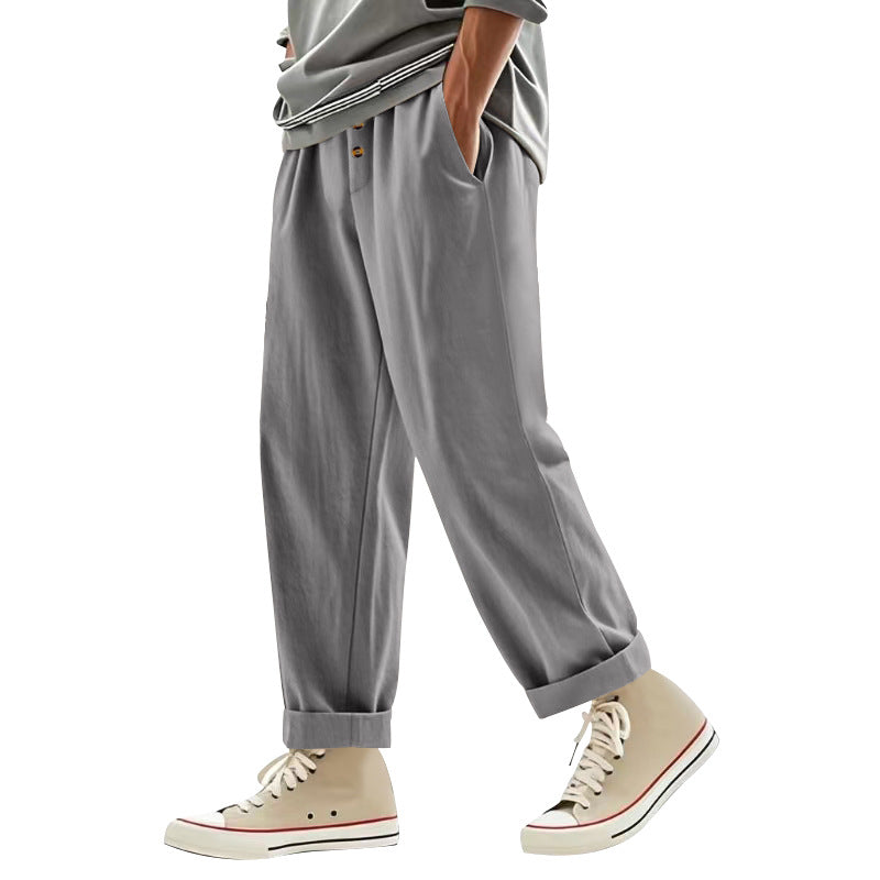 Men's Casual Pants Deep Pockets Elastic Waist Street Wave