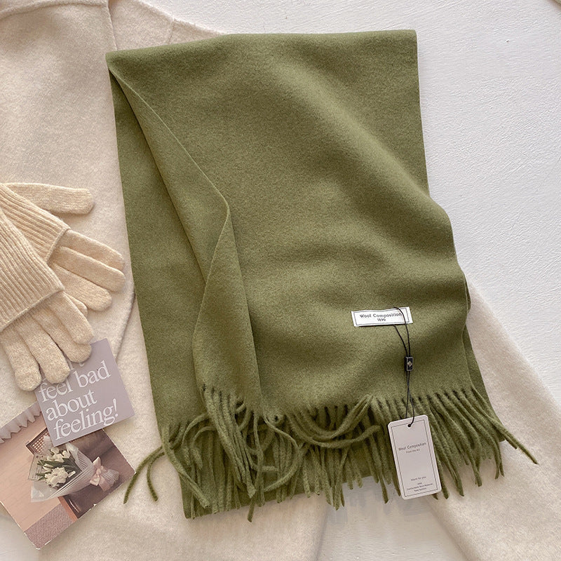 Women's Plain Tassel Scarf with Soft Fabric and Versatile Style