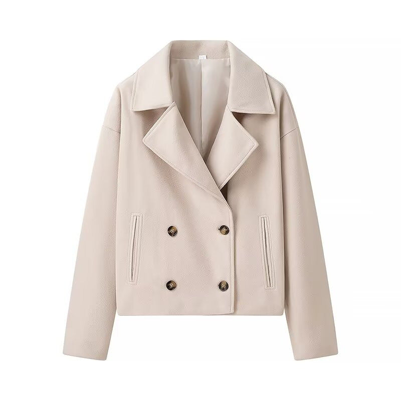 Street Wave Women Double Breasted Wool Jacket Chic Warmth Premium Materials For Fashion Forward Women