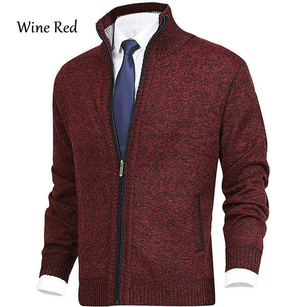 Street-Wave Mens Knit Cardigan With Stand Collar And Zipper For Soft Comfort And Style