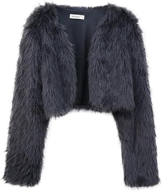Street Wave Fluffy Cropped Open Front Jacket for Women Cozy Faux Fur Comfort Soft Warmth All Day