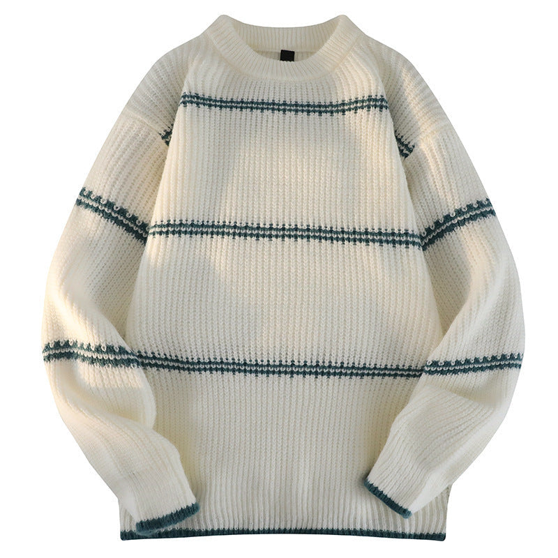 Street-wave Cozy Knit Sweater For Women With Striped Design And Soft Warmth For Fall