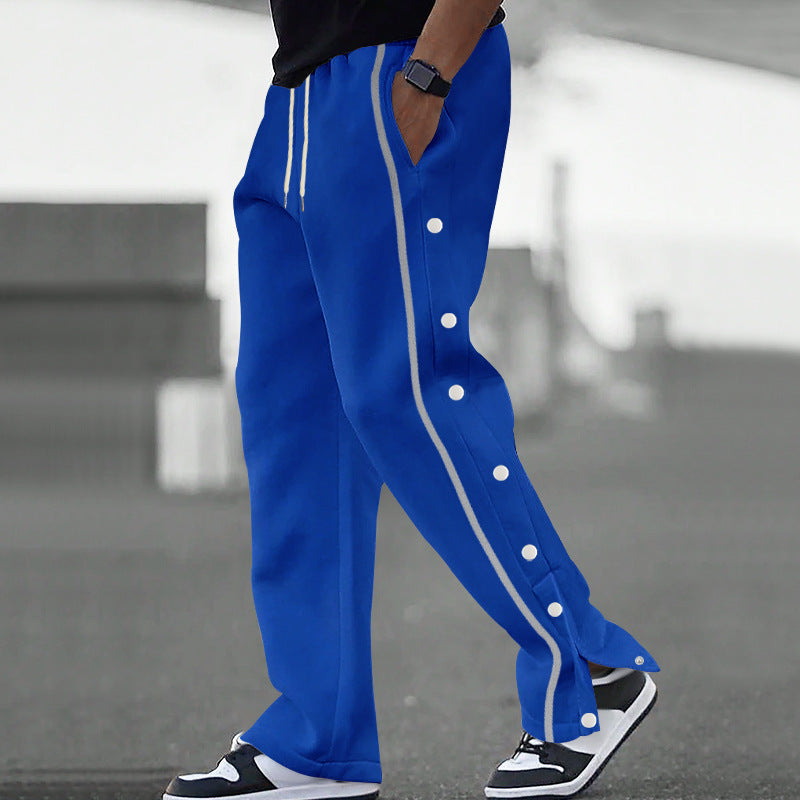Street-wave Mens Snap Button Joggers Ultra Comfortable Loose Fit Breathable Athleisure Pants