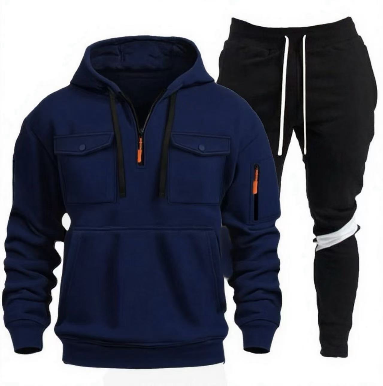 Street-wave Mens Hooded Jacket and Joggers Set Versatile Athleisure for Active Days