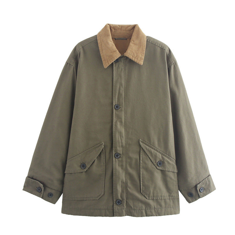 Street-Wave Womens Stylish Oversized Utility Jacket With Wide Cut And Practical Pockets