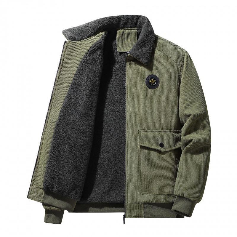 Mens Corduroy Jacket With Wool Lining Loose Fit Button Front Flap Pockets Nordisk Flair By Street-Wave