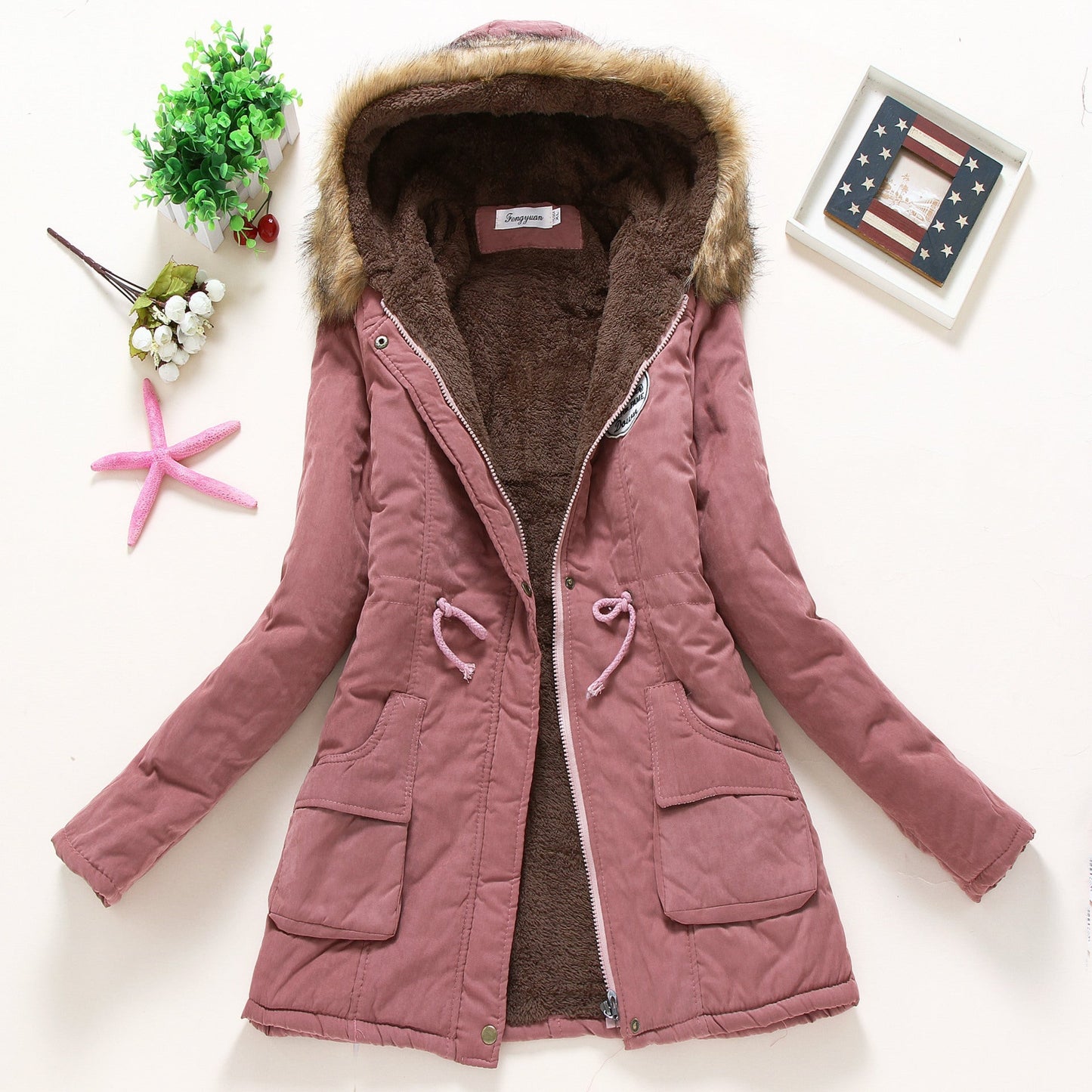 Street Wave Womens Quilted Parka With Hood And Faux Fur Lining UltraWarm Insulated Winter Coat For Cold Weather