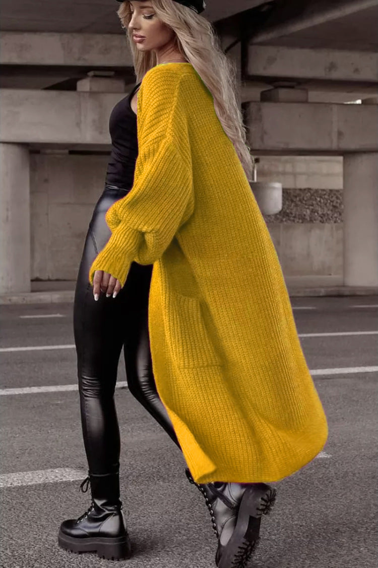 Street-wave Women's Chunky Knit Coat in Oversized Fit with Deep Pockets for Cozy Everyday Wear
