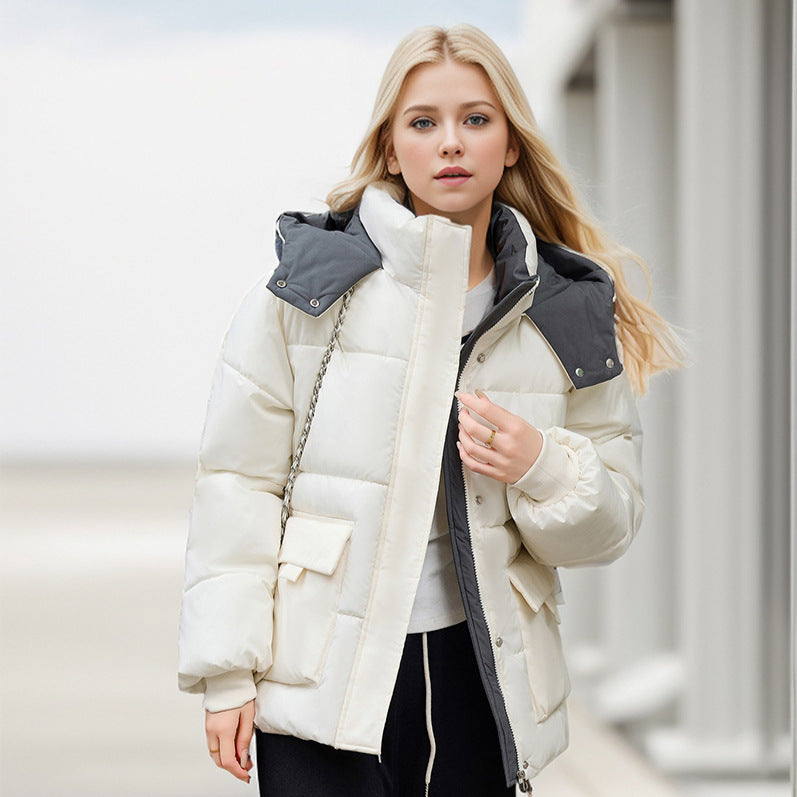 Street Wave Womens Insulated Puffer Jacket With Detachable Hood And Large Pockets