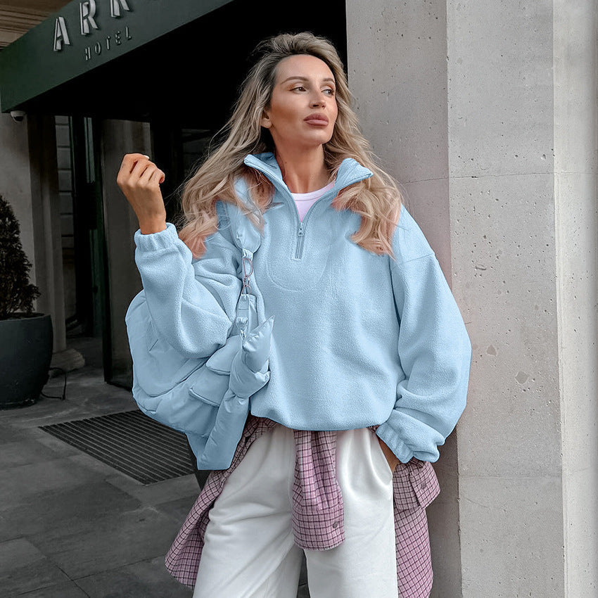 Street-wave Women's Fleece Pullover Cozy Warmth Premium Soft Hundred Percent Fleece Half Zip Modern Casual