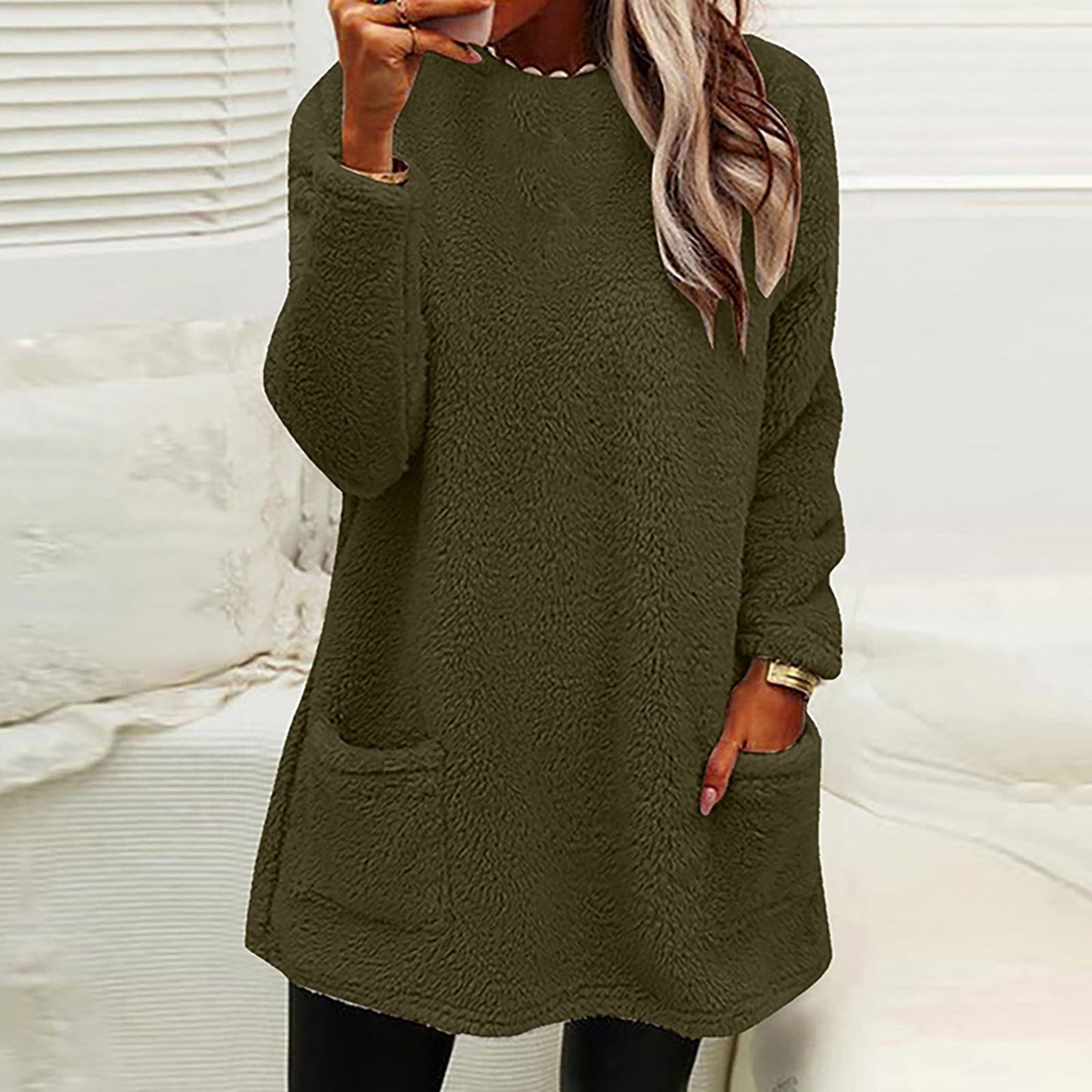 Streetwave Women Cozy Fleece Pullover With Pockets Loose Fit For Casual Comfort Everyday