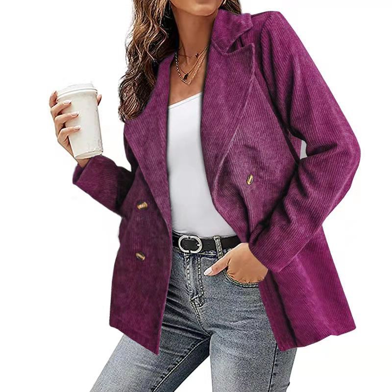 Street Wave Corduroy Blazer For Women With Relaxed Fit And Practical Pockets Versatile Office And Weekend Wear