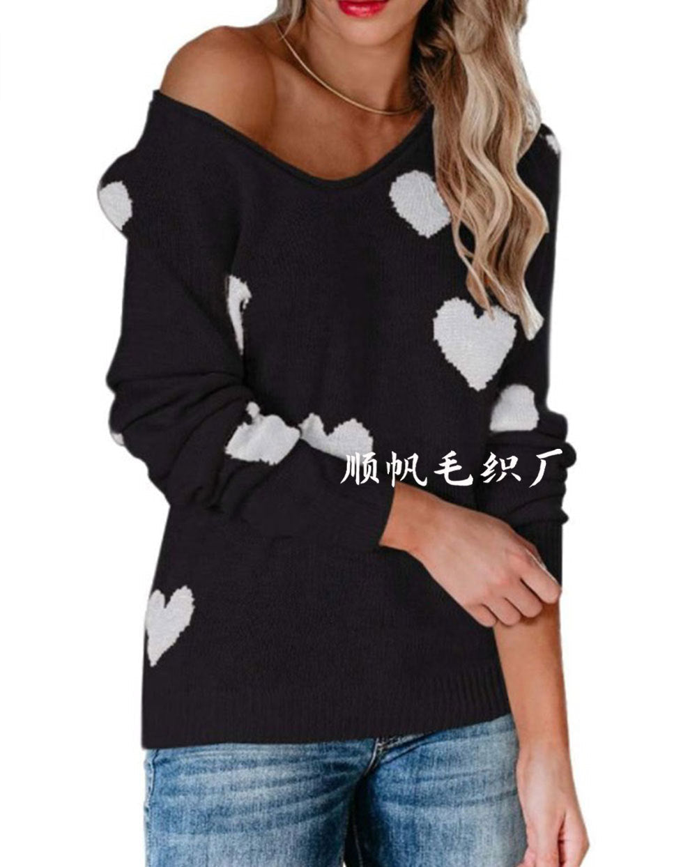 Street Wave Melody Heart Pattern Sweater Cozy Unisex Knit