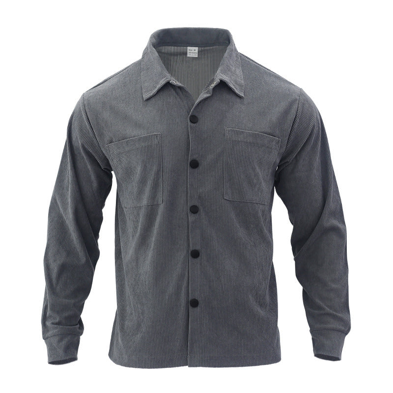 Street-Wave Mens Corduroy Jacket With Practical Pockets And Button Detail For Everyday Versatile Casual Wear