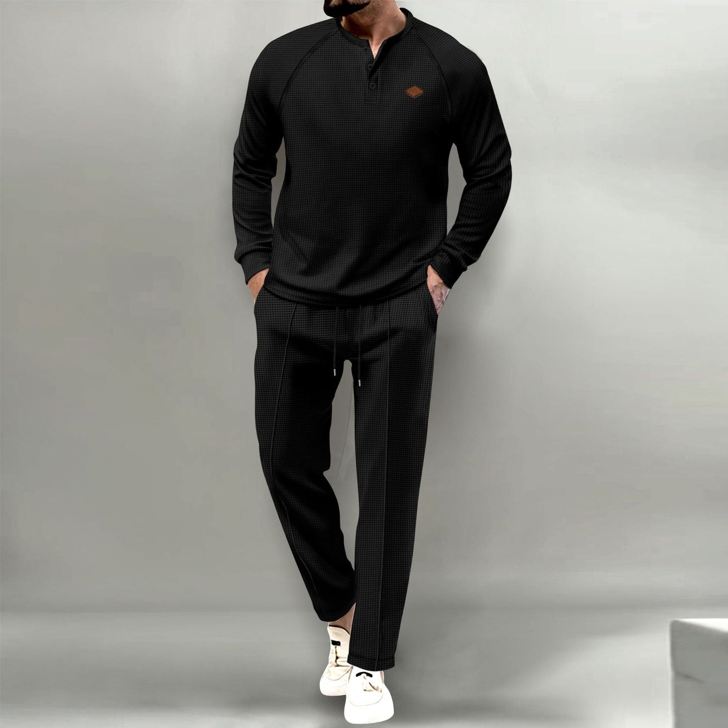 Street-Wave Mens Premium Lounge Set With Button Placket Top And Elegant Pocket Pants