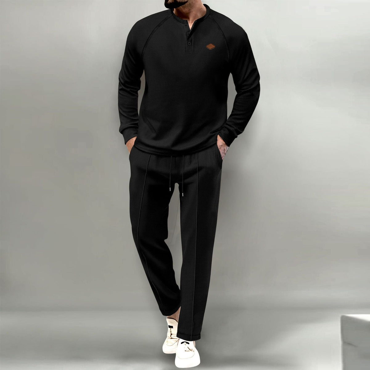 Street-Wave Mens Premium Lounge Set With Button Placket Top And Elegant Pocket Pants