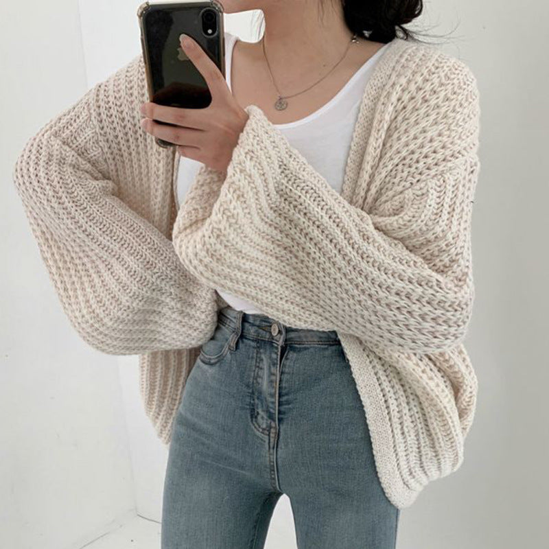 Street Wave Oversized Knit Cardigan For Women Cozy Chunky Knit Relaxed Fit Everyday Wear