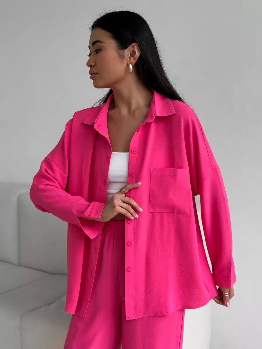 Street-Wave Womens Oversized Blouse With Pockets Lightweight Casual Top For Everyday Comfort