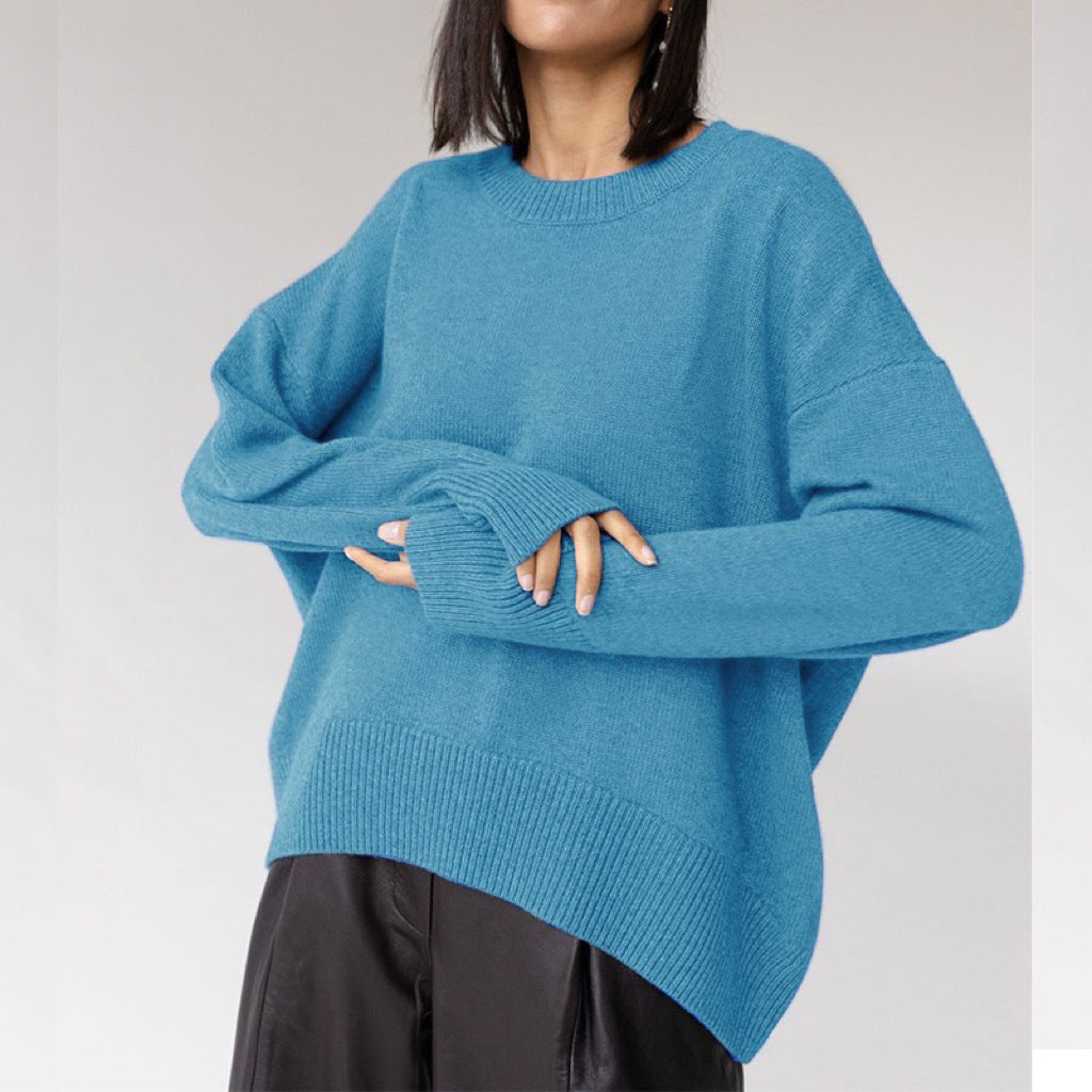 Street Wave Womens Oversized Knit Sweater With Fine Knit Pattern And Wide Cuffs Cozy And Stylish