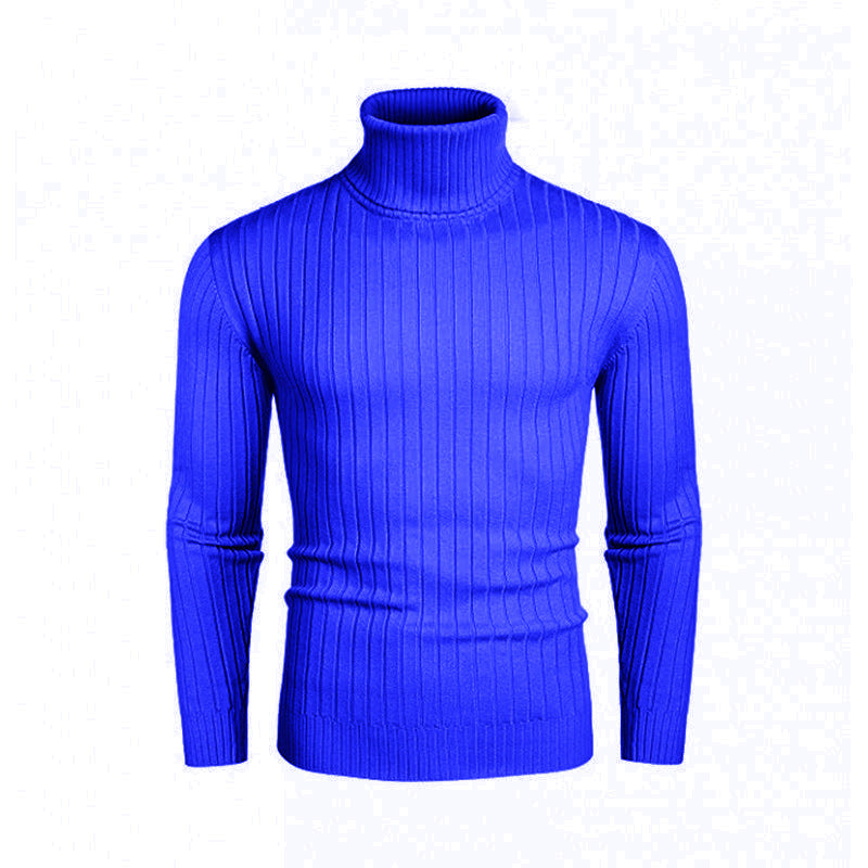 Mens Elegant Turtleneck Knit Sweater In Fine Ribbed Knit By Street Wave Soft Breathable Warmth For Office