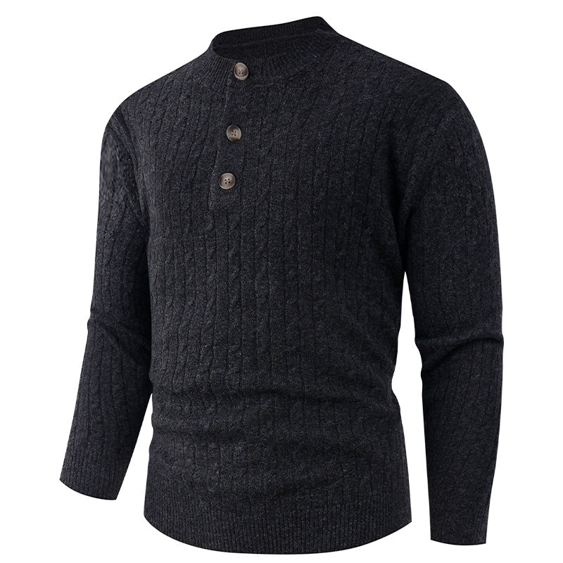 Street-Wave Men's Cable Knit Sweater With Shawl Collar And Button Details For Soft Comfort And Modern Style