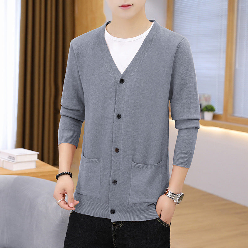 Street-Wave Mens Elegant Lightweight Knit Cardigan With Pockets For Breathable Comfort
