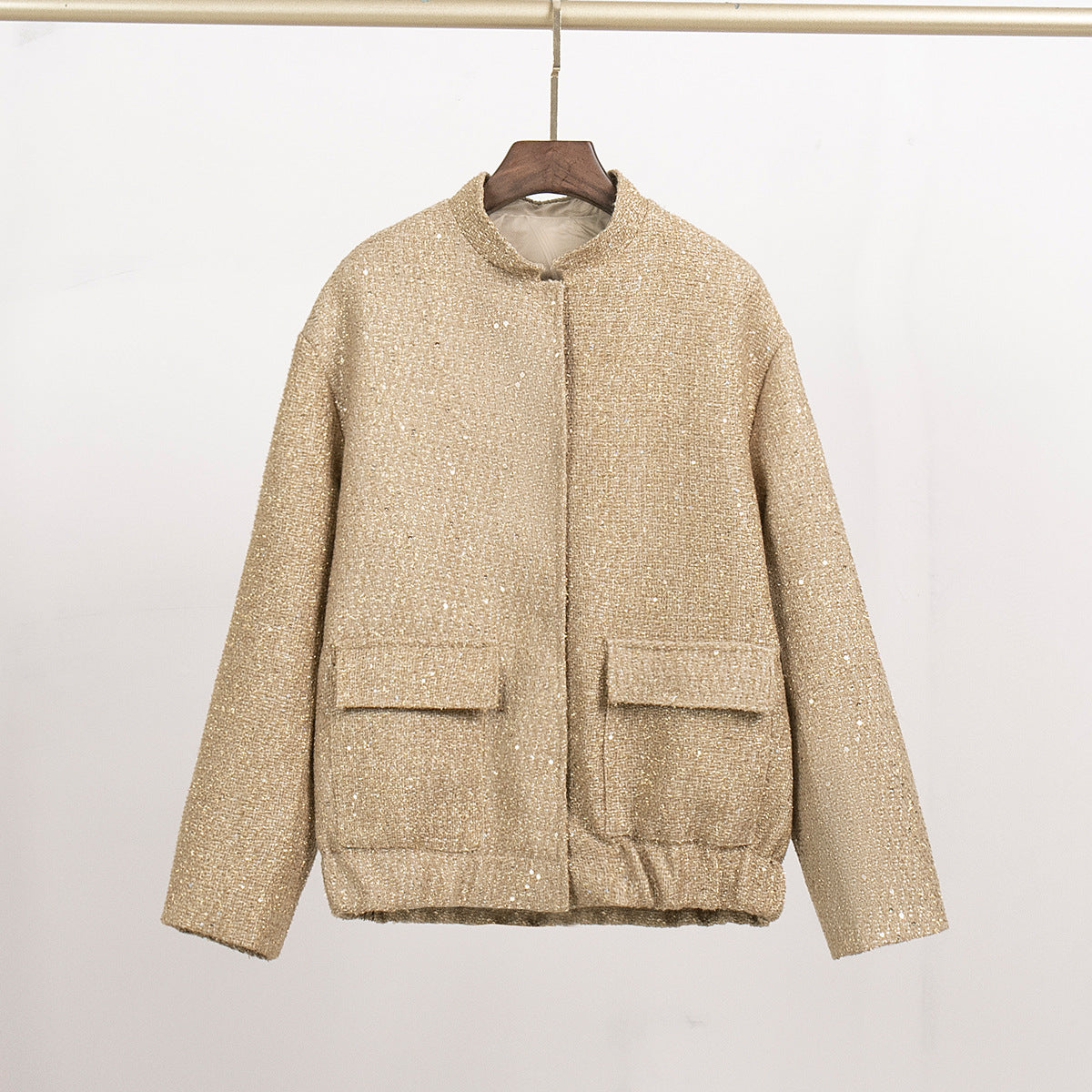 Glitter Jacket For Women By Street-wave With Practical Pockets And Elastic Hem For Sparkling Everyday Style