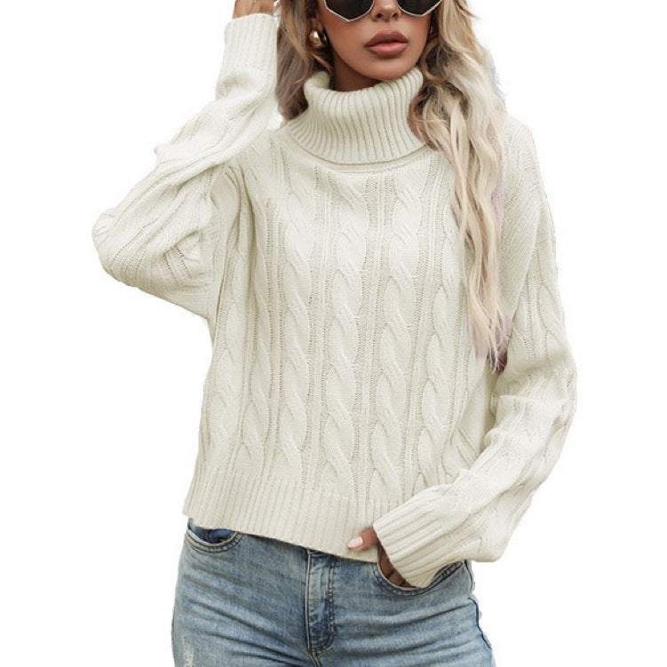 Street Wave Womens Cable Knit Turtleneck Sweater With Relaxed Fit For Women Cozy Warmth