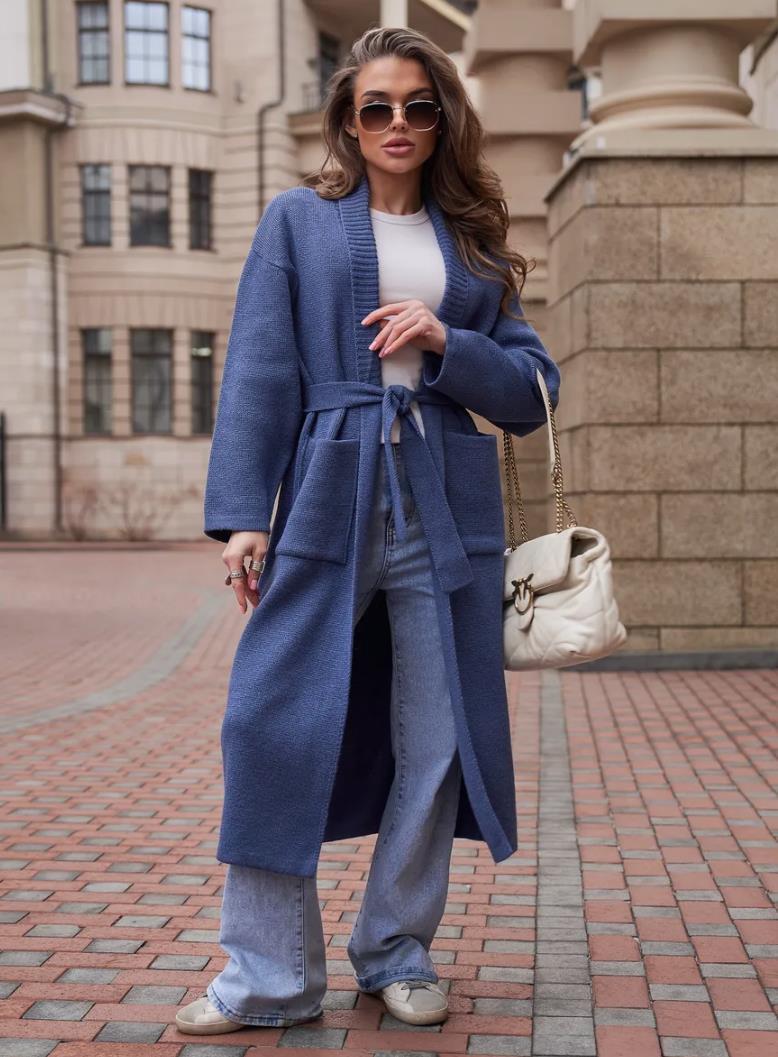 Streetwave Women Knit Coat With Belt And Pockets For Everyday Style And All Day Warmth
