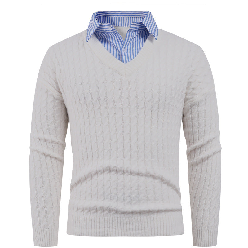 Street-wave Mens Elegant V-Neck Knit Pullover With Fine Texture And Premium Comfort For Style Conscious Men