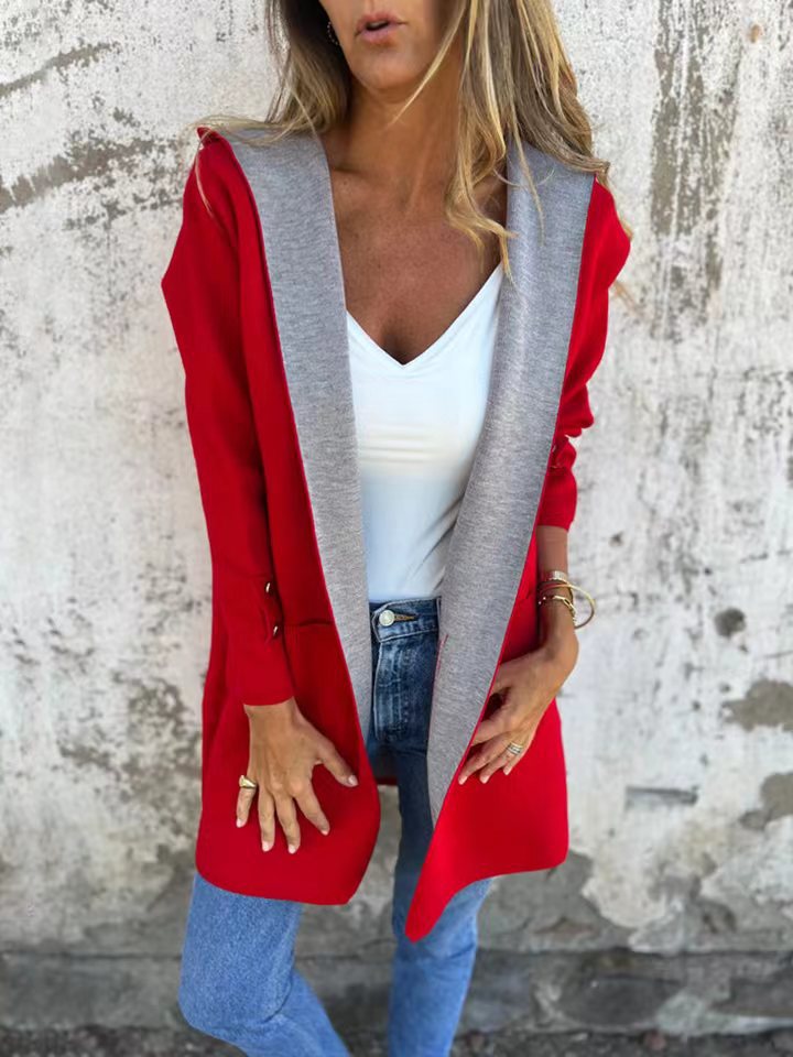 Street-Wave Womens Fashion Long Coat With Generous Hood And Practical Pockets For Women