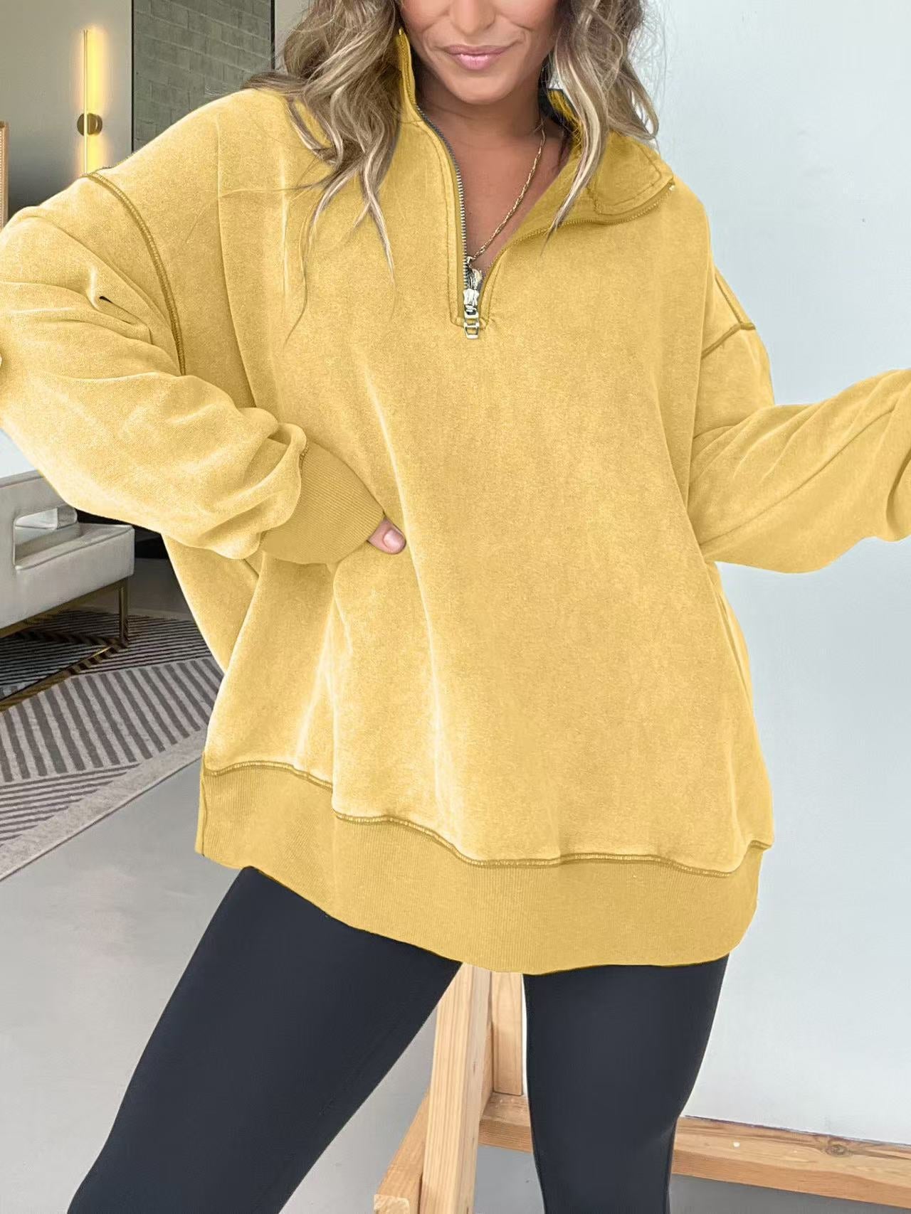 Street Wave Womens Cozy Fleece Pullover Half Zip Warm Everyday Comfort For Casual Streetwear