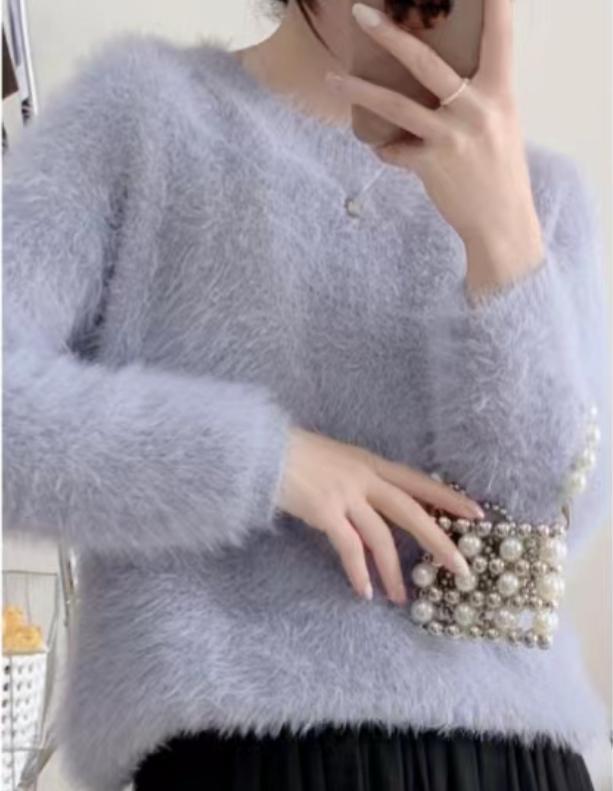 Street-wave Women's Fluffy Cropped Sweater Soft Plush Knit Cozy Chic Everyday Top