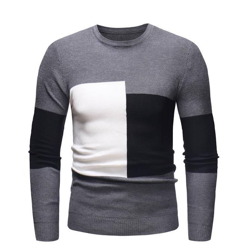 Street-Wave Men's Designer Block Pattern Sweater Modern Fit with Bold Colorblock Knit