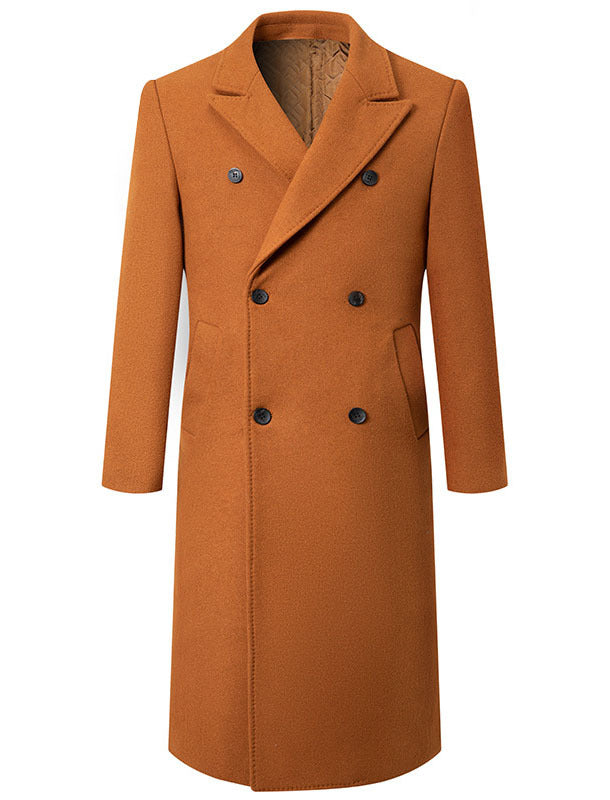 Street-Wave Men's Elegant Double-Breasted Overcoat in Premium Material for Formal Events