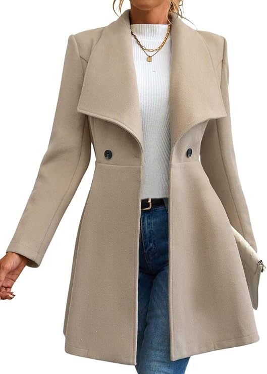Street-wave Women's Transitional Coat With Wide Lapel And Double-Breasted Button Placket For Modern Wardrobe