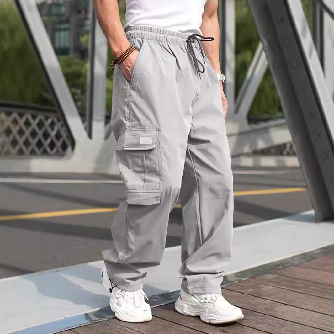 Street-Wave Mens Cargo Pants With Elastic Waistband And Multifunctional Pockets For Everyday Comfort