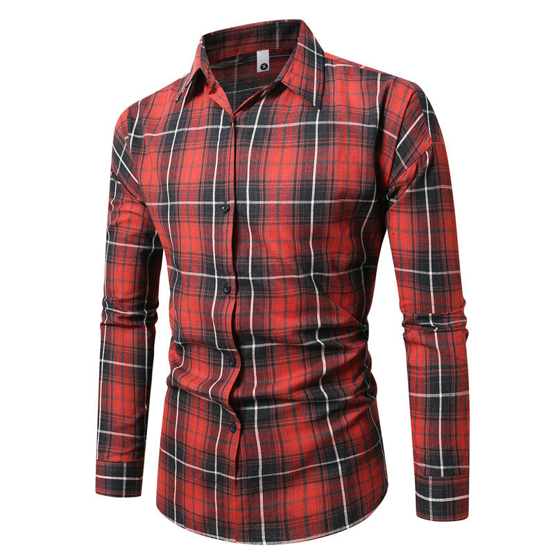 Street-wave Men's Plaid Long Sleeve Shirt Modern Fit Breathable Cotton Comfort Everyday Wear
