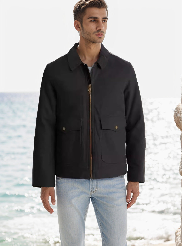 Street-wave Men's Modern Utility Jacket With Durable Exterior And Practical Pockets For Urban Men