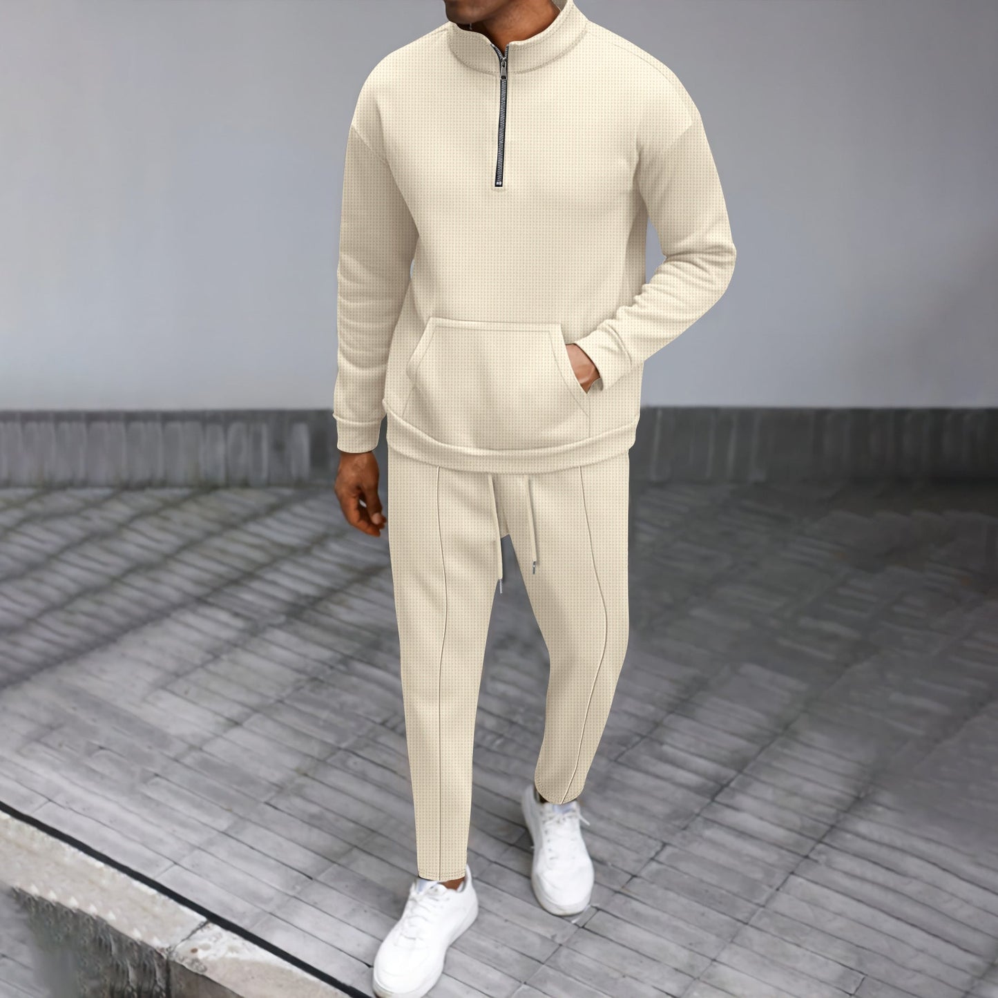 Streetwave Mens Athletic Leisure Set With Zip Front And Practical Pockets Breathable Comfort For Active Men