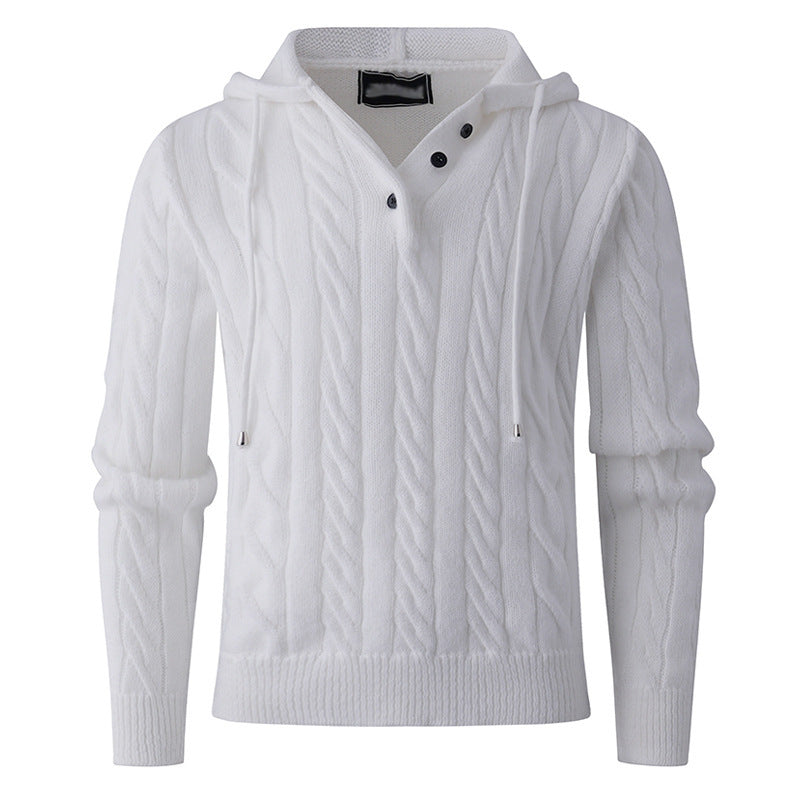 Street-Wave Men's Cable Knit Hoodie Pullover, Soft Cozy Knit with Hood, Modern Cable Pattern