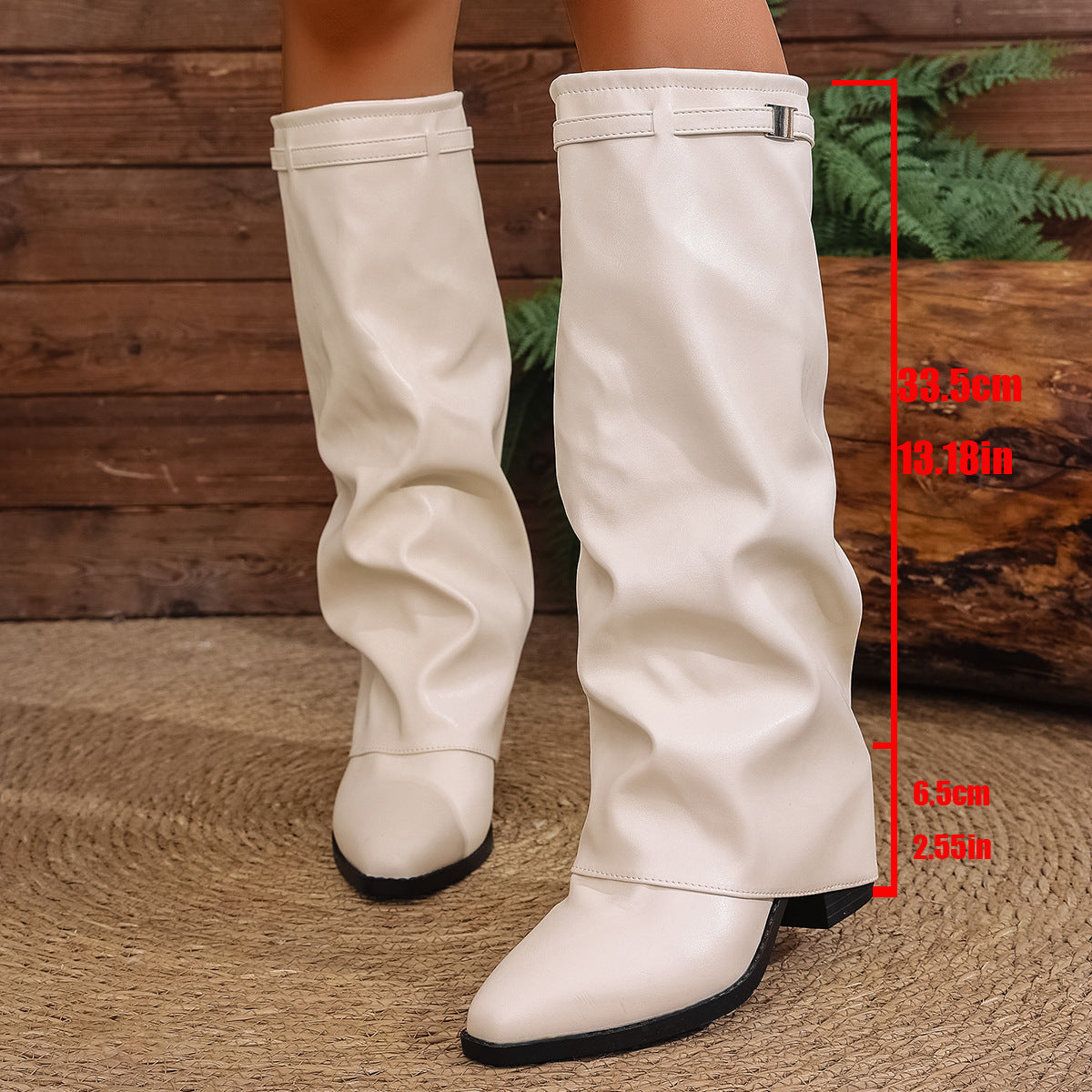 Street-wave Women's Ankle Boots Faux Leather With Soft Comfort And Fashion Fold Design