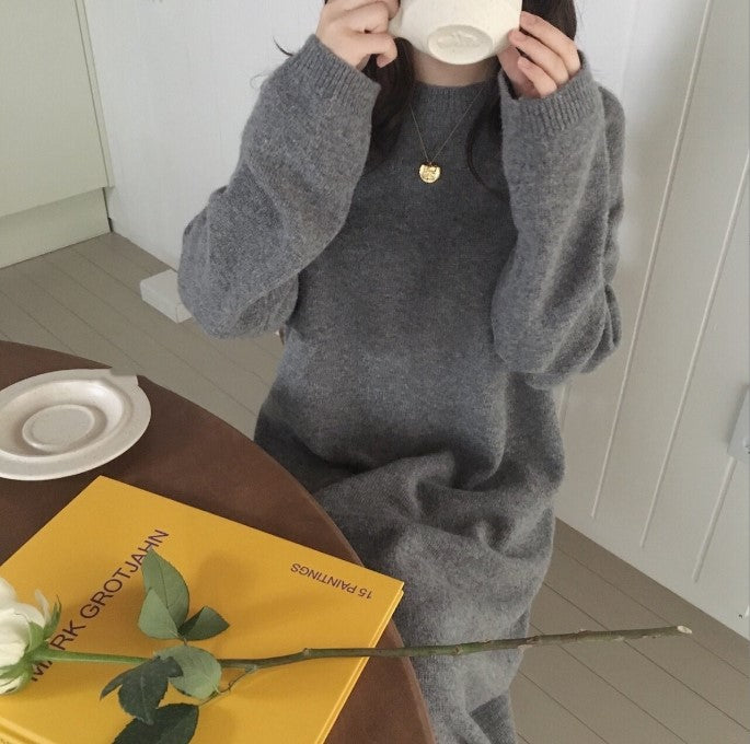 Street-Wave Women Oversized Knit Wool Dress Premium Cozy Comfort for Casual Everyday Wear