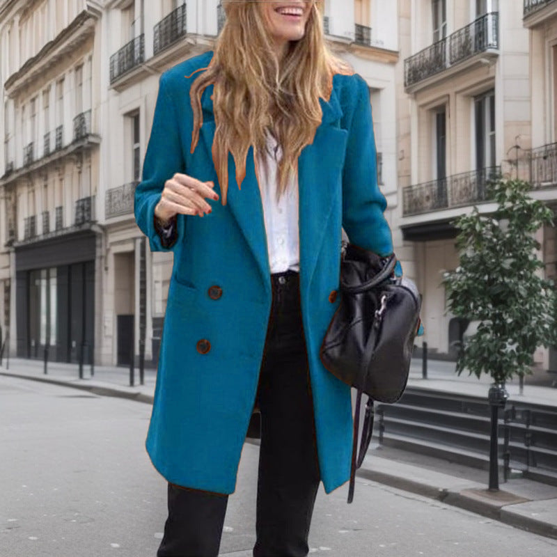 Street-Wave Women Boucle Trench Coat Elegant Luxurious Design With Modern Chic Details