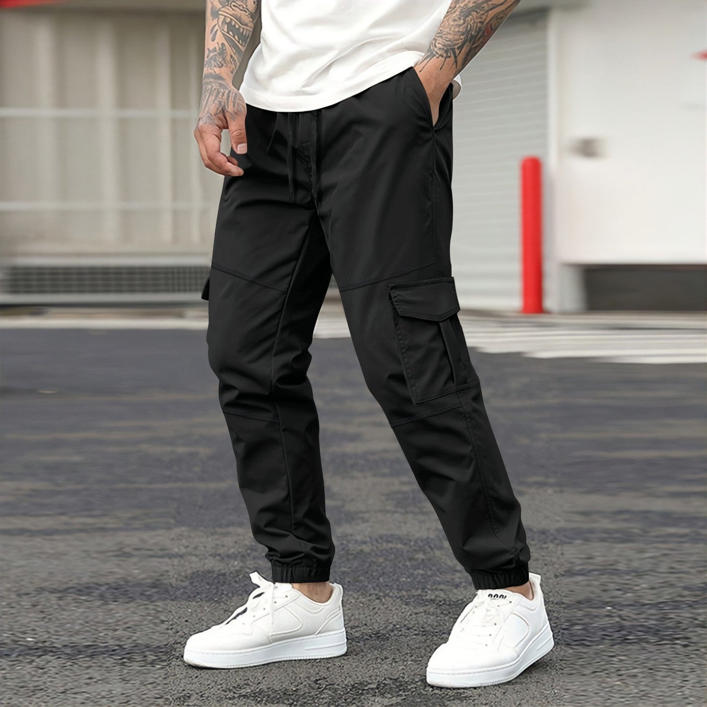 Streetwave Mens Cargo Joggers With Elastic Waistband And Large Cargo Pockets For Urban Comfort