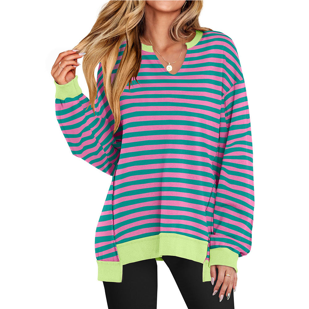 Streetwave Womens V Neck Oversized Pullover Sweatshirt Cozy Pink Comfort For Everyday Wear